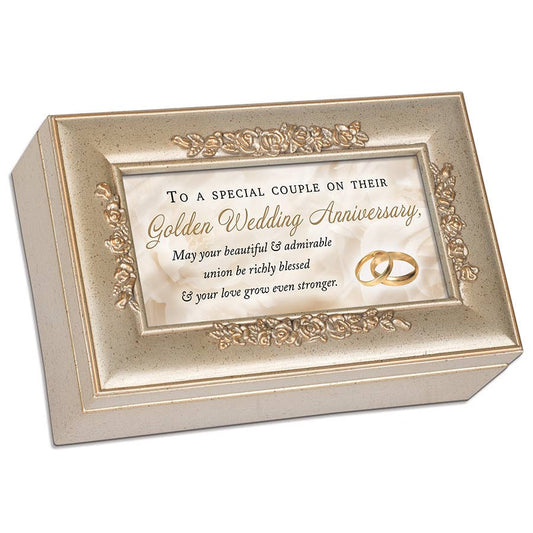 Cottage Garden - Golden Wedding Anniversary Petite Rose Music Box