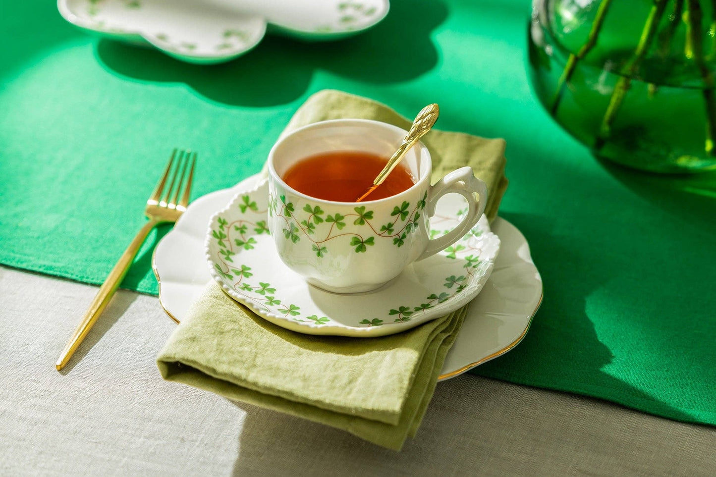 Grace Teaware - Shamrock 7oz Fine Porcelain Tea Cup and Saucer