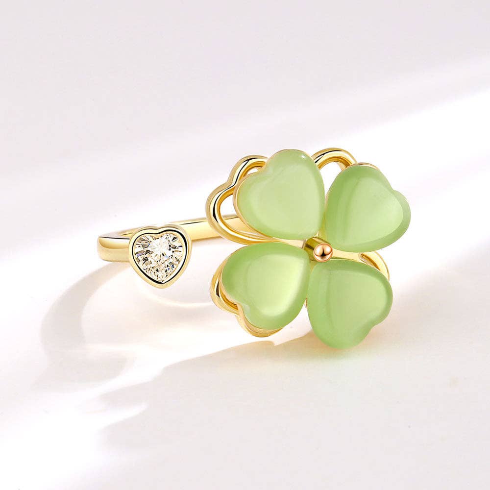 Perimade & Co. LLC - Four Leaf Clover Anxiety Fidget Spinner Ring in Solid Copper