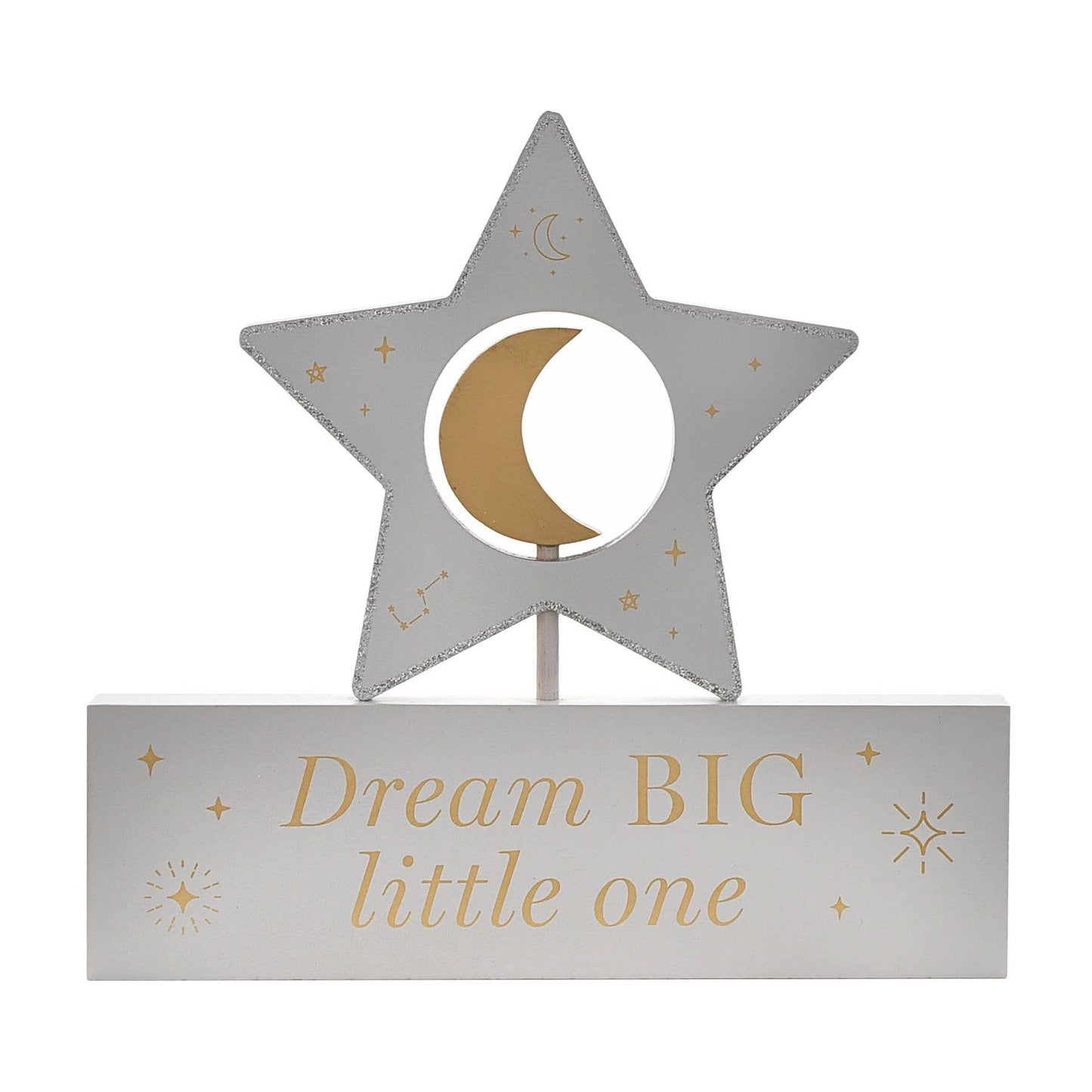 WIDDOP and Co. - Bambino Wooden Star & Moon Plaque "Dream Big"
