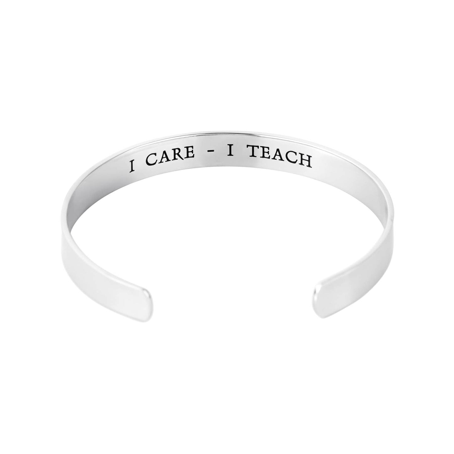 Joyful Sentiments - "I Care I Teach" Apple Cuff Bracelet Stainless Steel