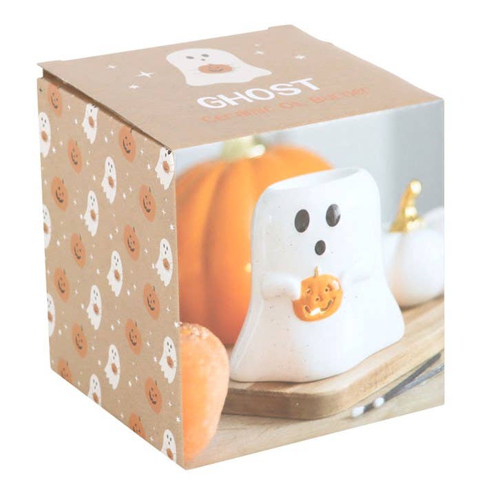 Something Different Wholesale - Ghost Shaped Halloween Oil Burner with Pumpkin
