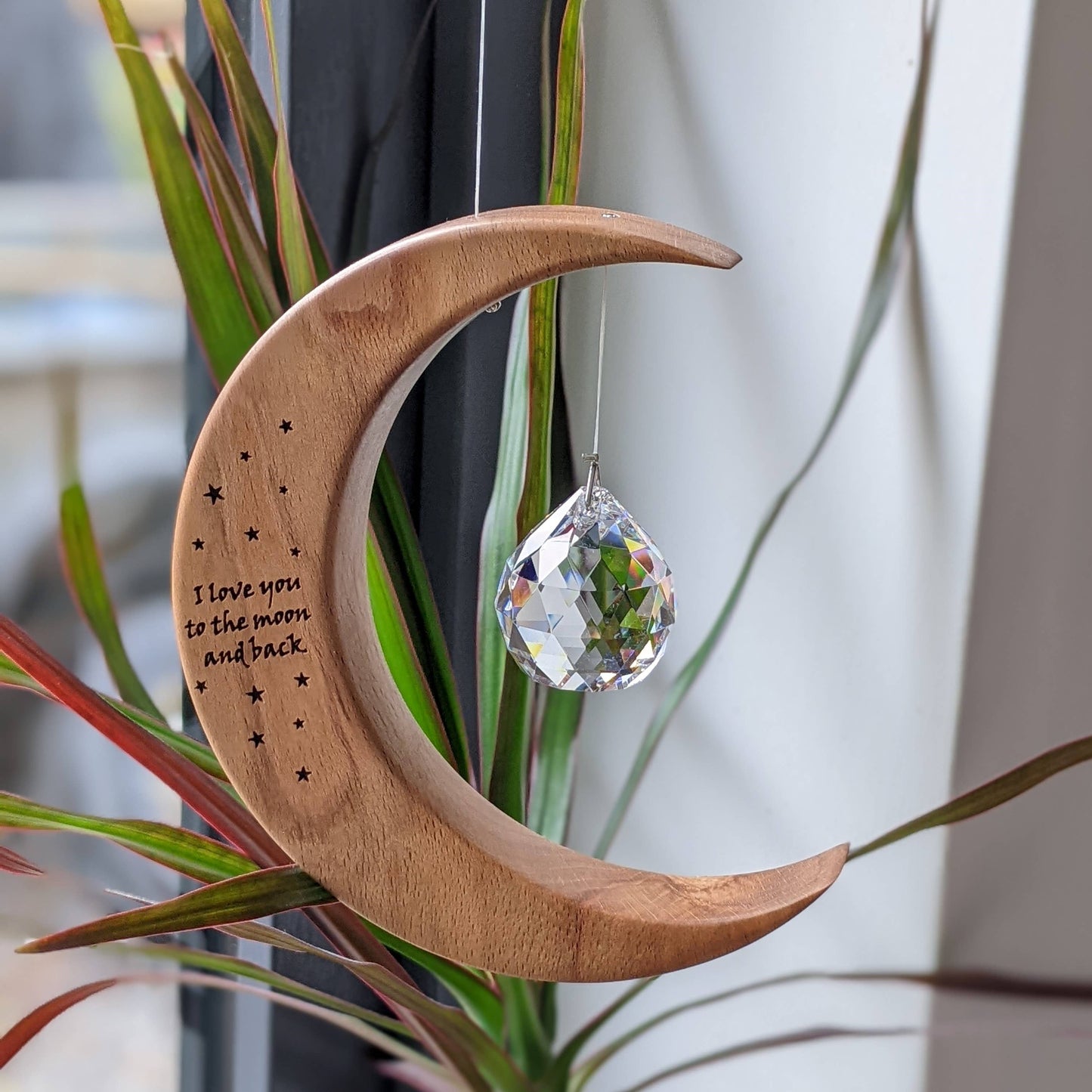 I love you to the Moon and back Suncatcher: Large / Crystal Sun
