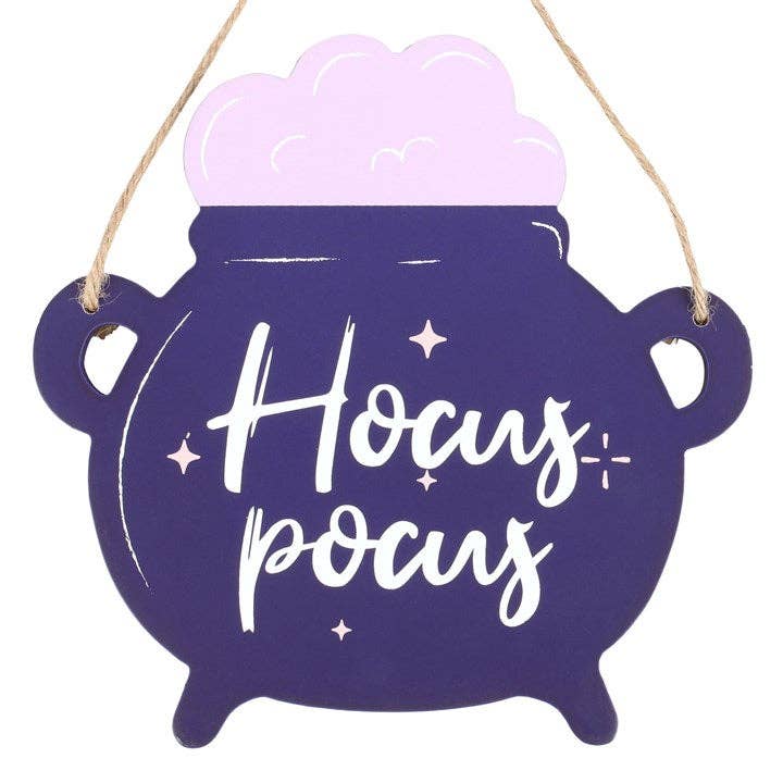 Something Different Wholesale - Hocus Pocus Cauldron Shaped Halloween Hanging Sign