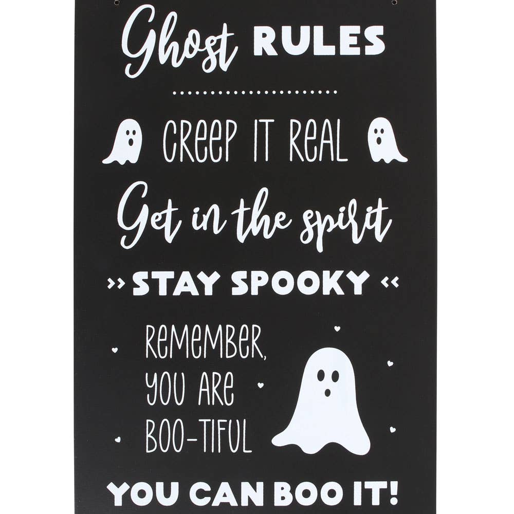 Something Different Wholesale - 30cm Ghost Rules Hanging Halloween Sign