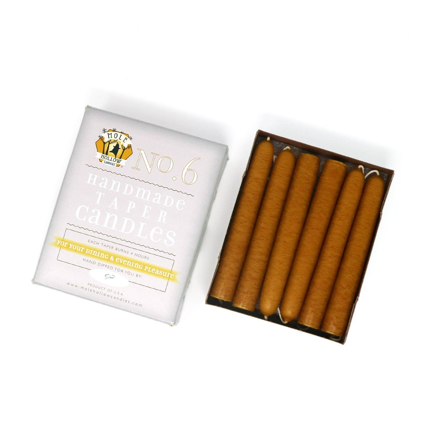 Mole Hollow Candles - 6" Taper Candles - Choose from 39 colors!: Ivory