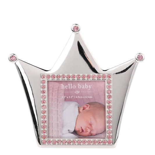 WIDDOP and Co. - Hello Baby Silverplated Crown Frame - Pink