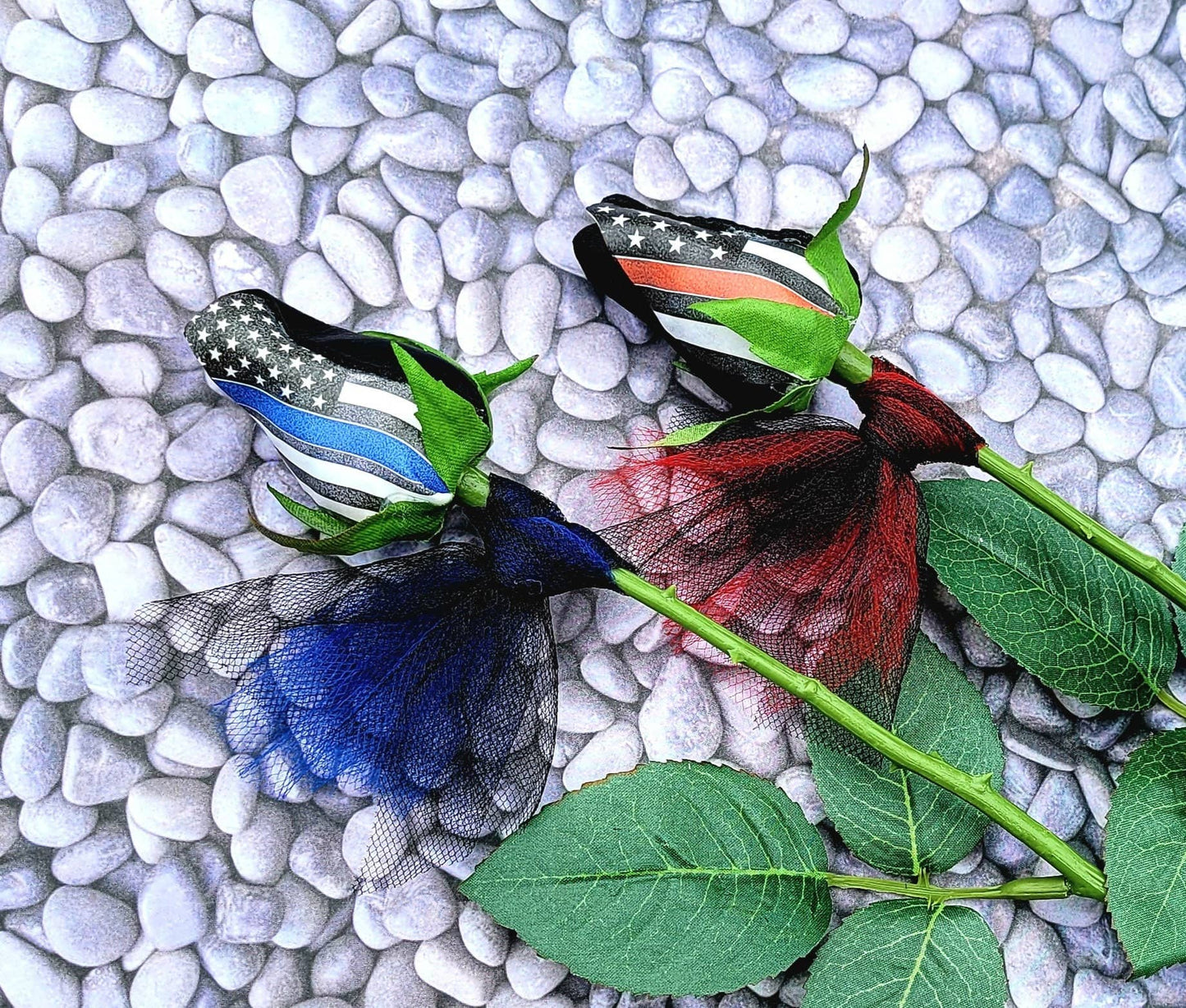 Home Run Accessories - Thin Blue Line Rose, Thin Red Line Rose, Police Support: Red Line Add Tulle