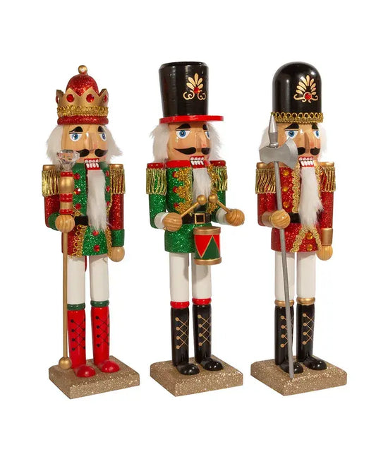 Kurt S. Adler, Inc. - 15"R/GR GLITTER KING/SOLDIER NUTCRACKERS 3A