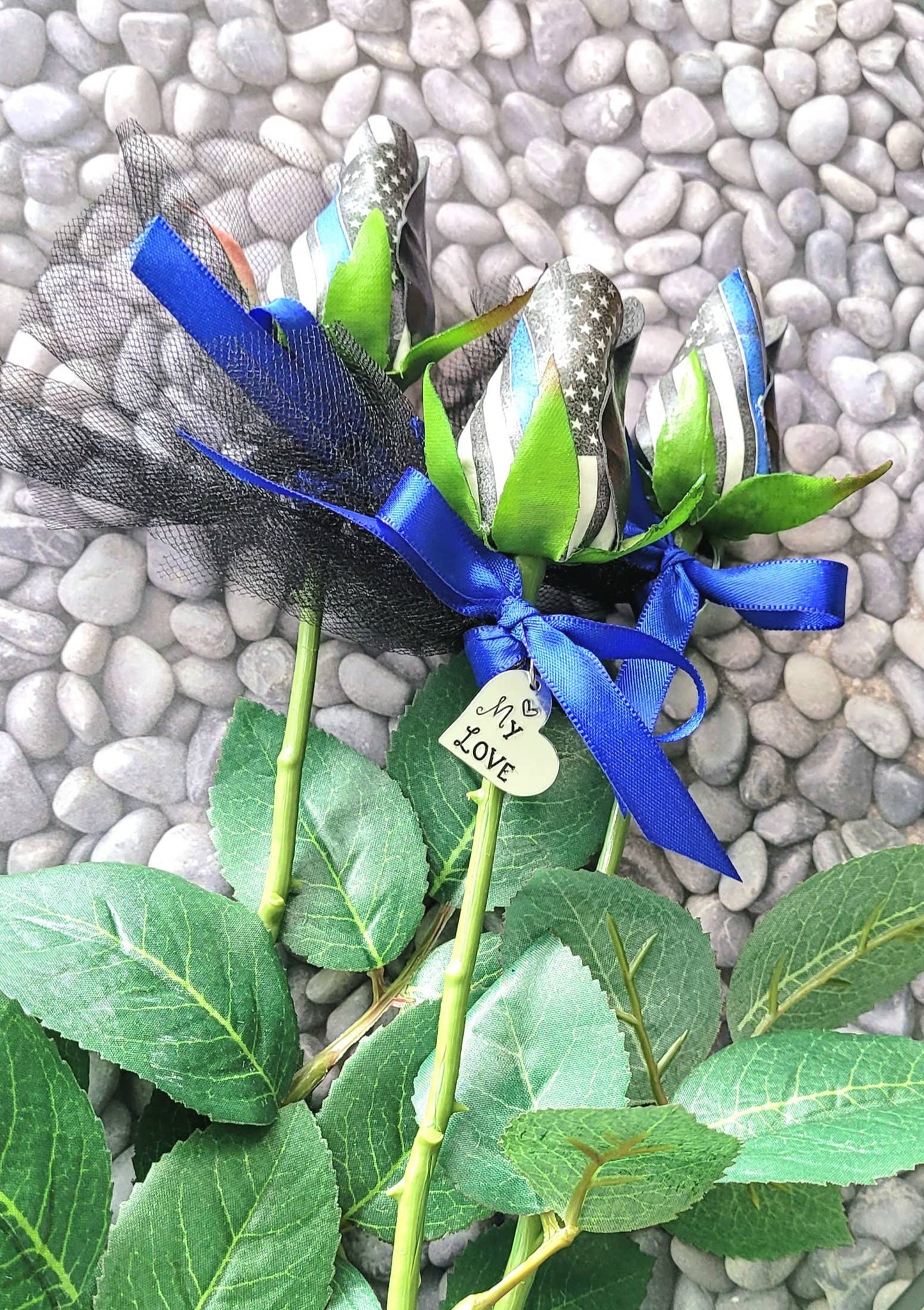 Home Run Accessories - Thin Blue Line Rose, Thin Red Line Rose, Police Support: Red Line Add Tulle
