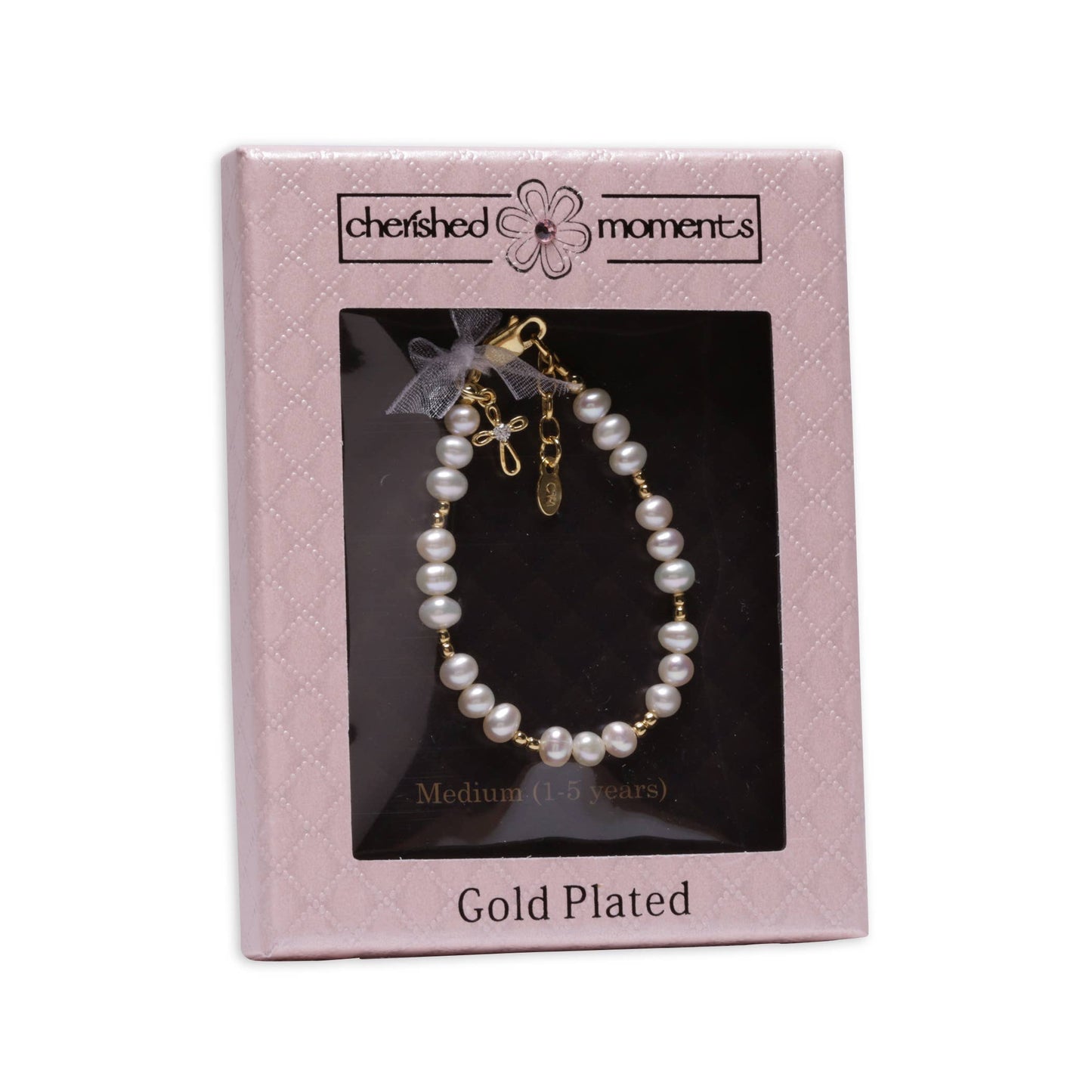 Cherished Moments - Girls 14K Gold-Plated Baby Bracelet w/Heart Kids Jewelry: Medium 1-5 Years