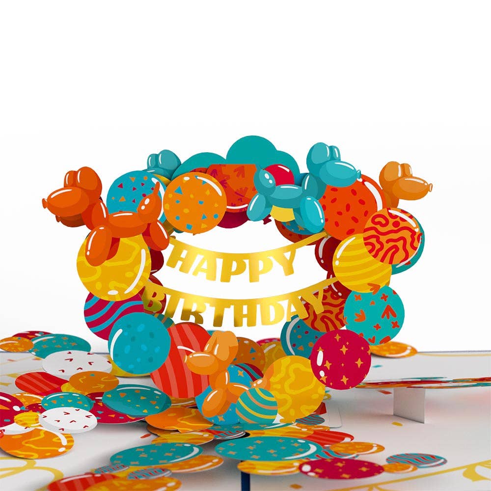 Lovepop Cards - Happy Birthday Banner and Balloons 5''x7'' Card