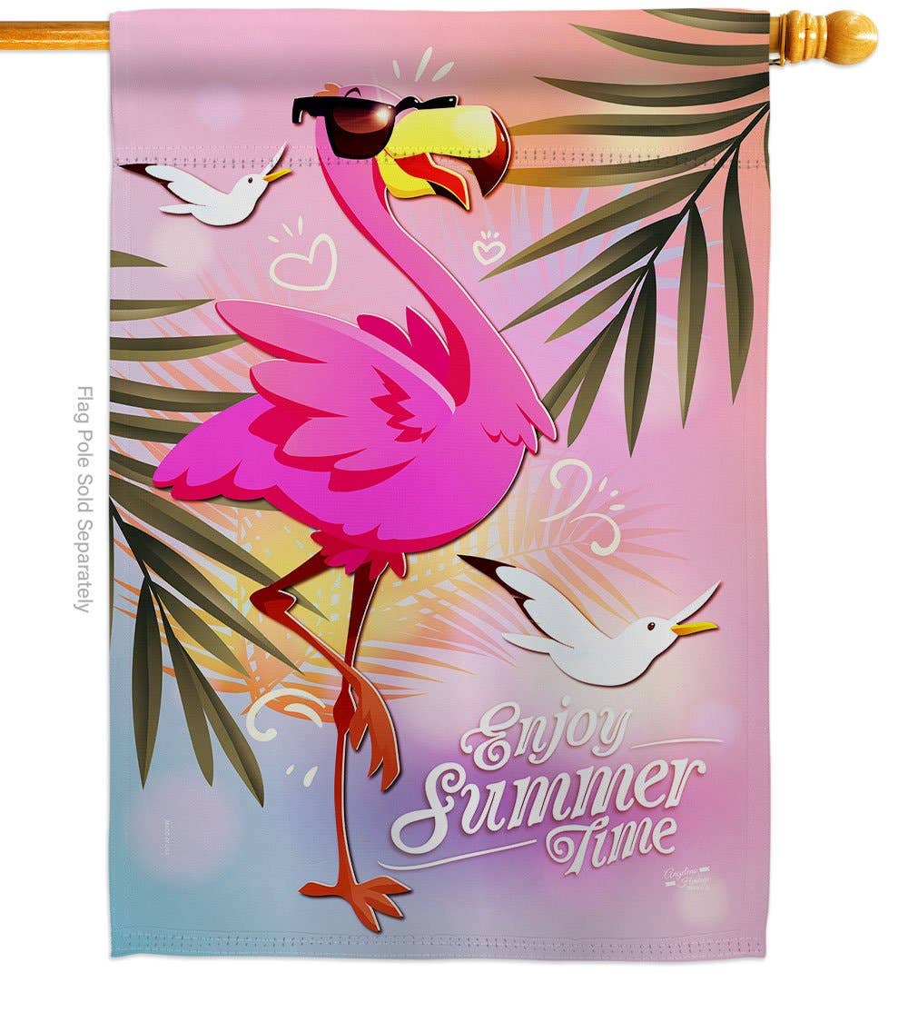 Two Group Flag Co - Summer Flamingo Animals Bird Decor Flag: Double Sided-Thick Fabric / Garden Flag 13" x 18.5" Only