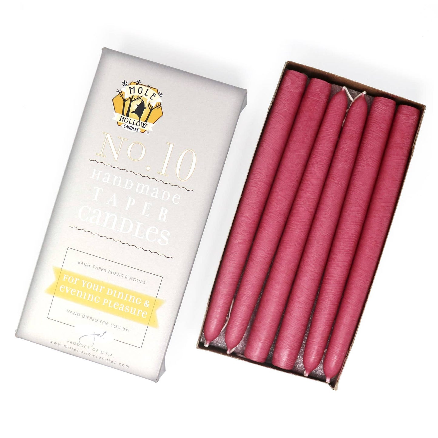 Mole Hollow Candles - 10" Taper Candles - Choose from 39 colors!: Emerald Green