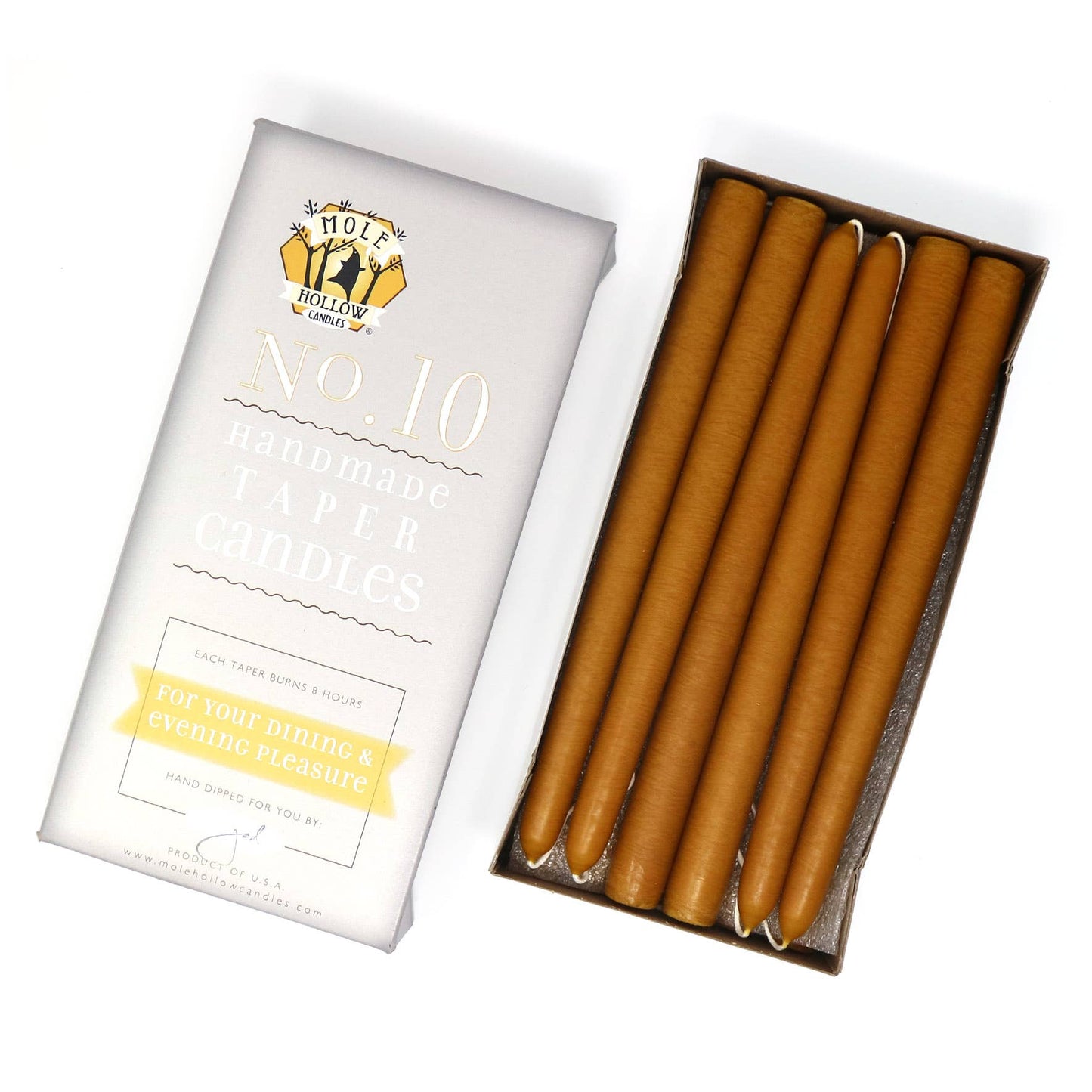 Mole Hollow Candles - 10" Taper Candles - Choose from 39 colors!: Emerald Green