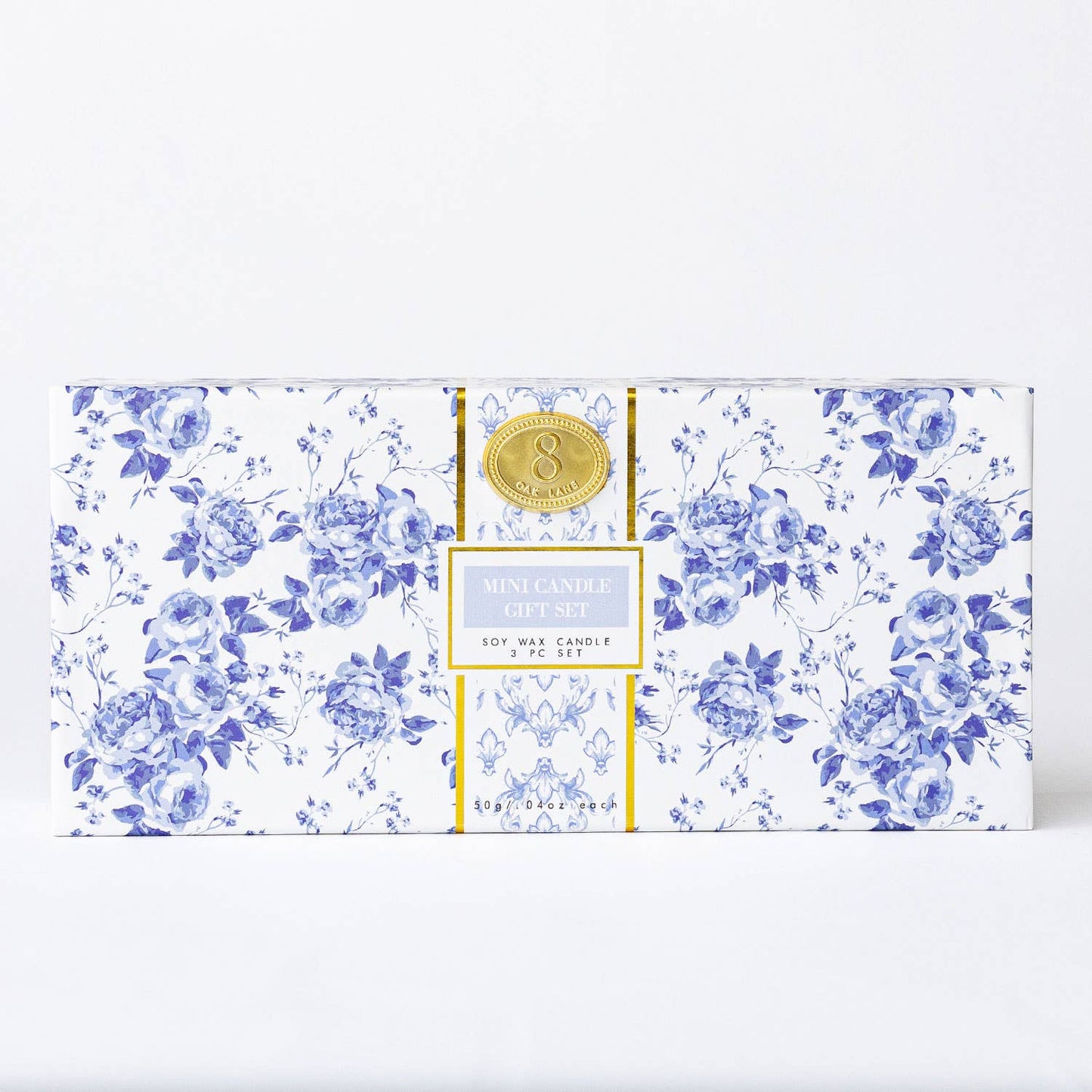 8 Oak Lane - Blue Floral 3 Piece Assorted Candle Boxed Set