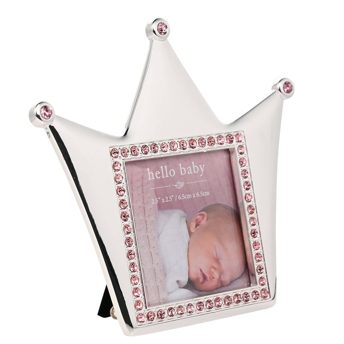 WIDDOP and Co. - Hello Baby Silverplated Crown Frame - Pink