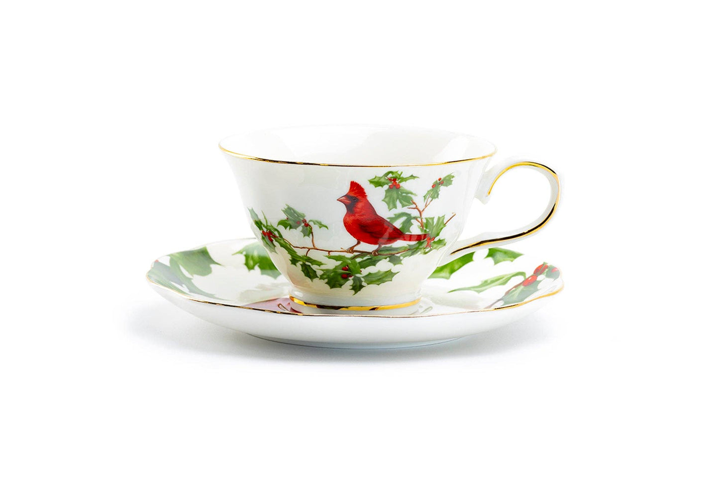 Grace Teaware - Red Cardinal Fine Porcelain 6oz Tea Cup and Saucer