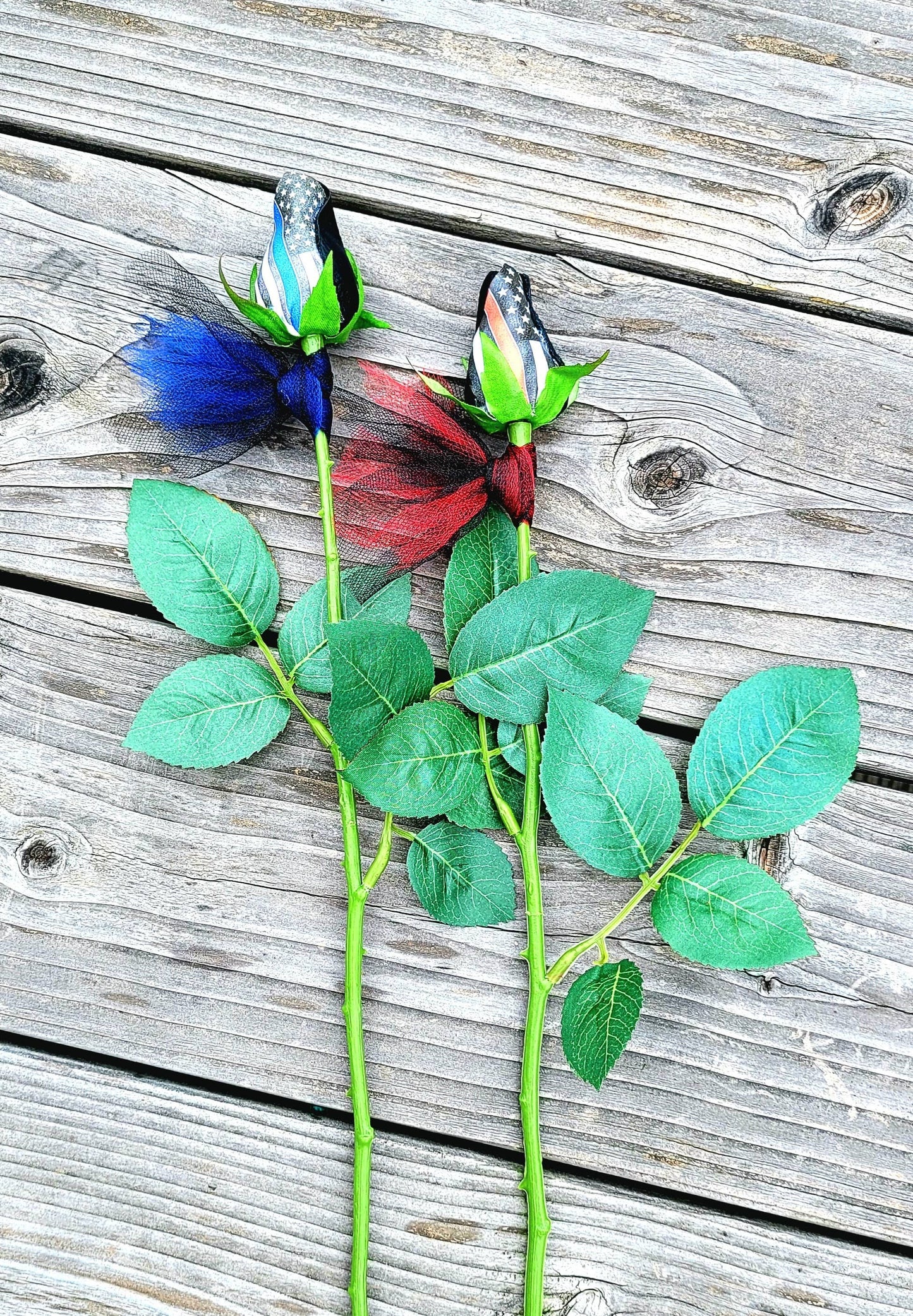 Home Run Accessories - Thin Blue Line Rose, Thin Red Line Rose, Police Support: Red Line Add Tulle