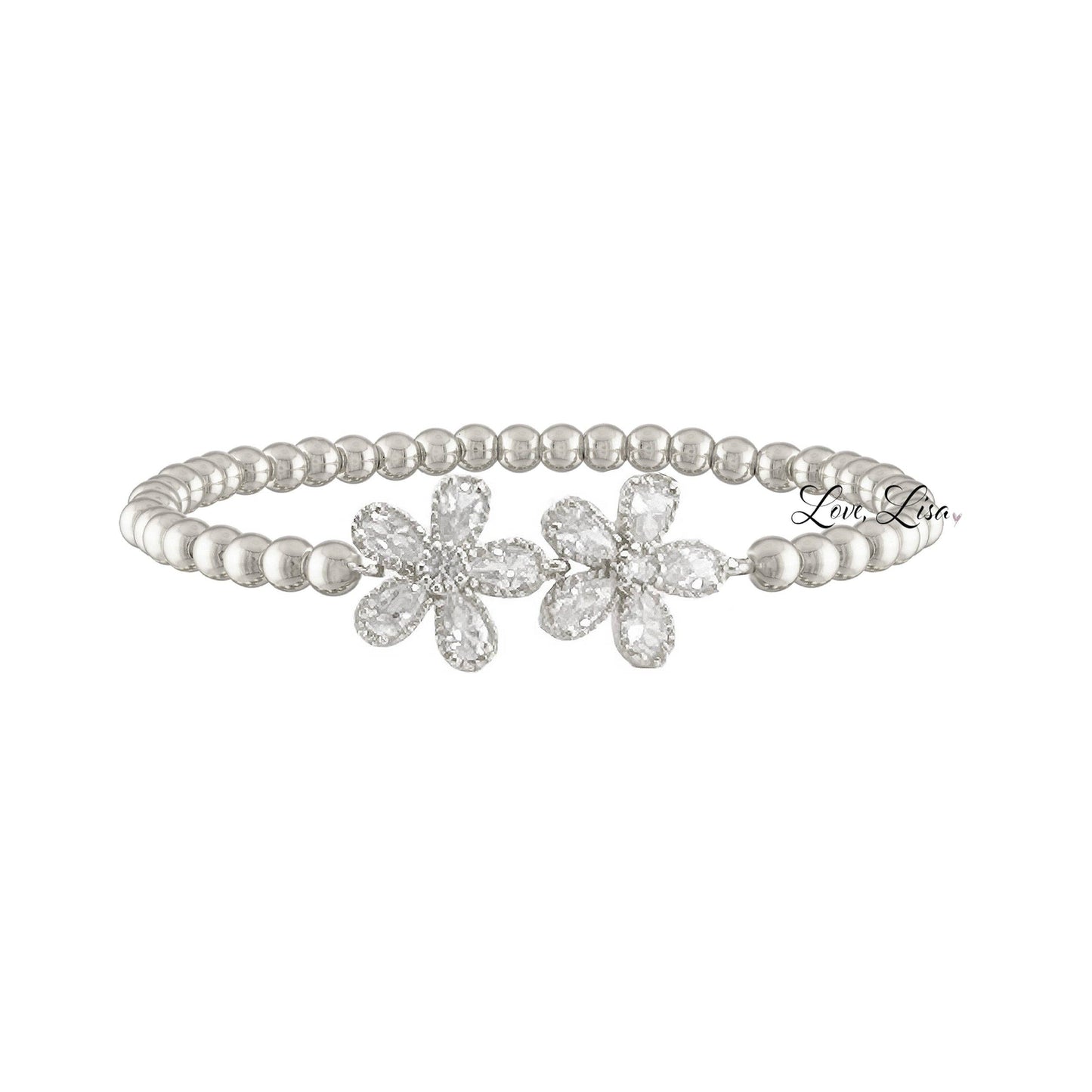 Love, Lisa - Felicity Floral Collection of Bracelets: Silver / 3 Flower Bracelet (6mm)
