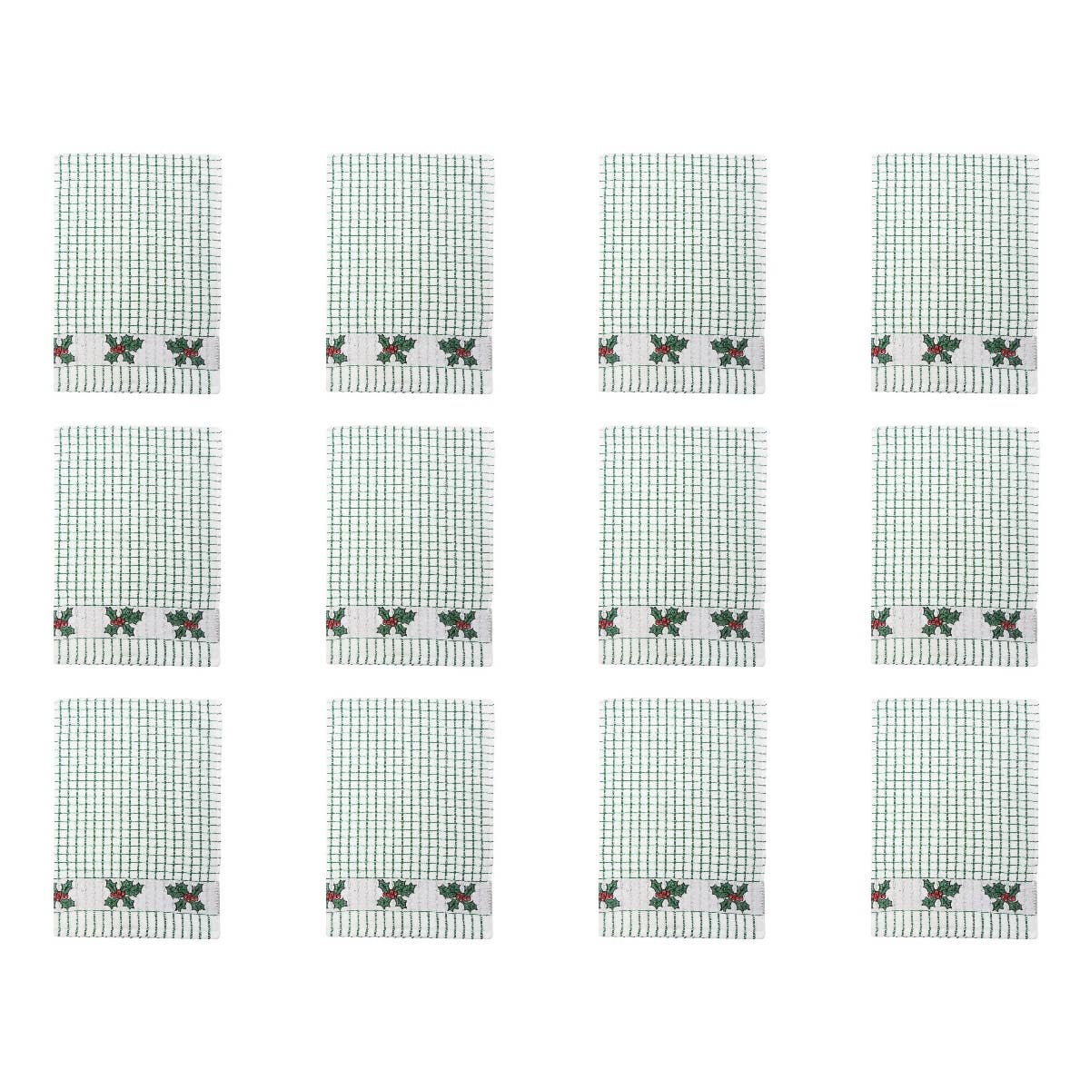 Dublin Gift Company - Poli Dri Jacquard Holly Tea Towel: Pack of 4