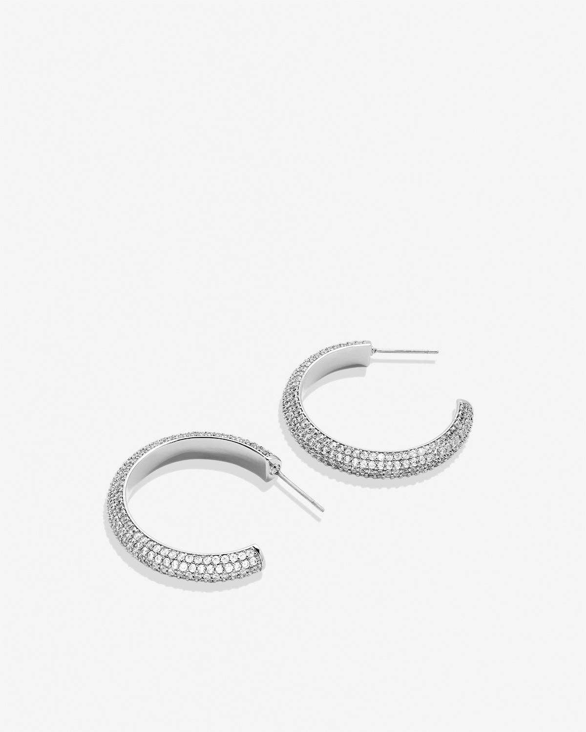 Bryan Anthonys - Unstoppable Pave Midi Hoop Earrings: Silver
