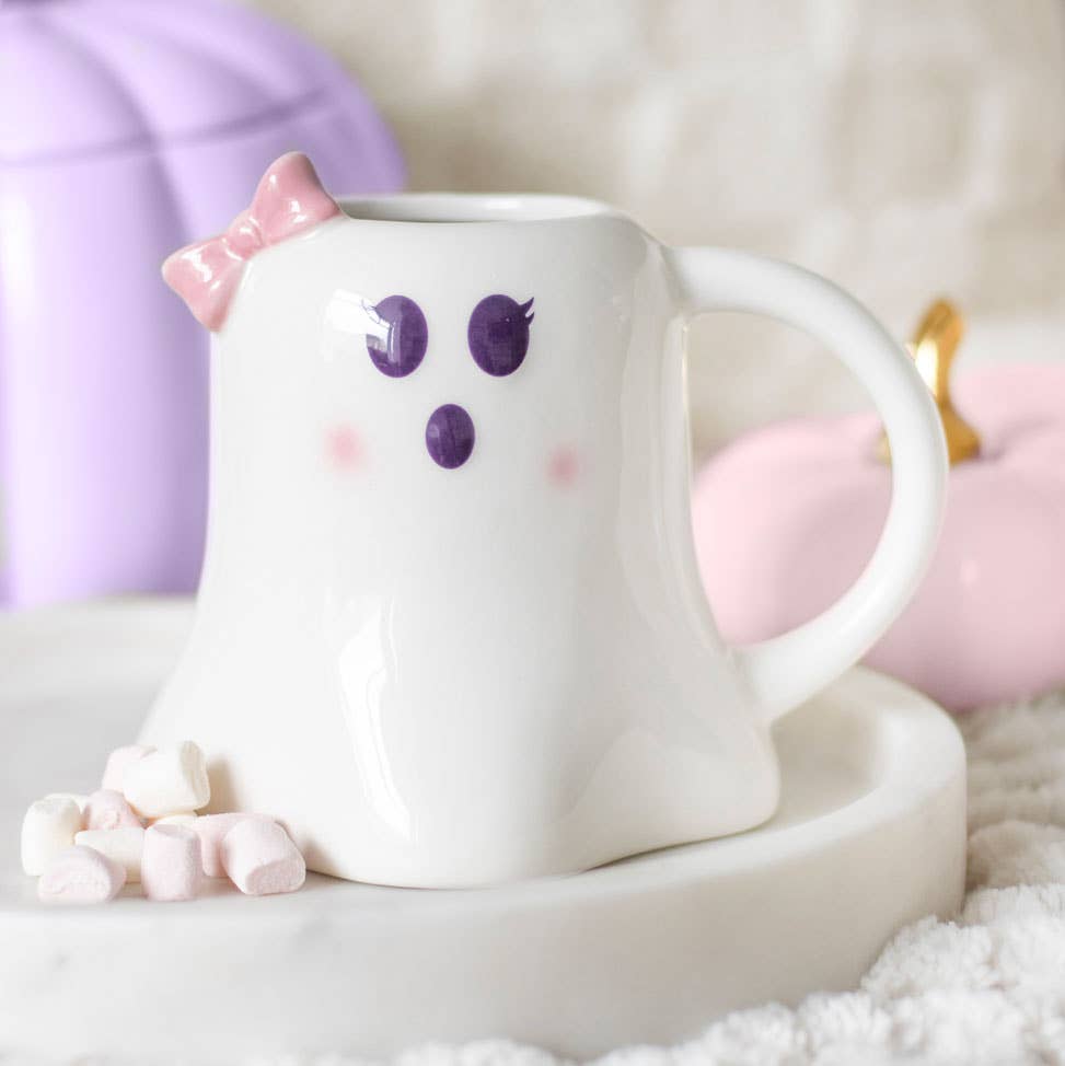Something Different Wholesale - Miss Boo Ghost Shaped Halloween Mug with Bow