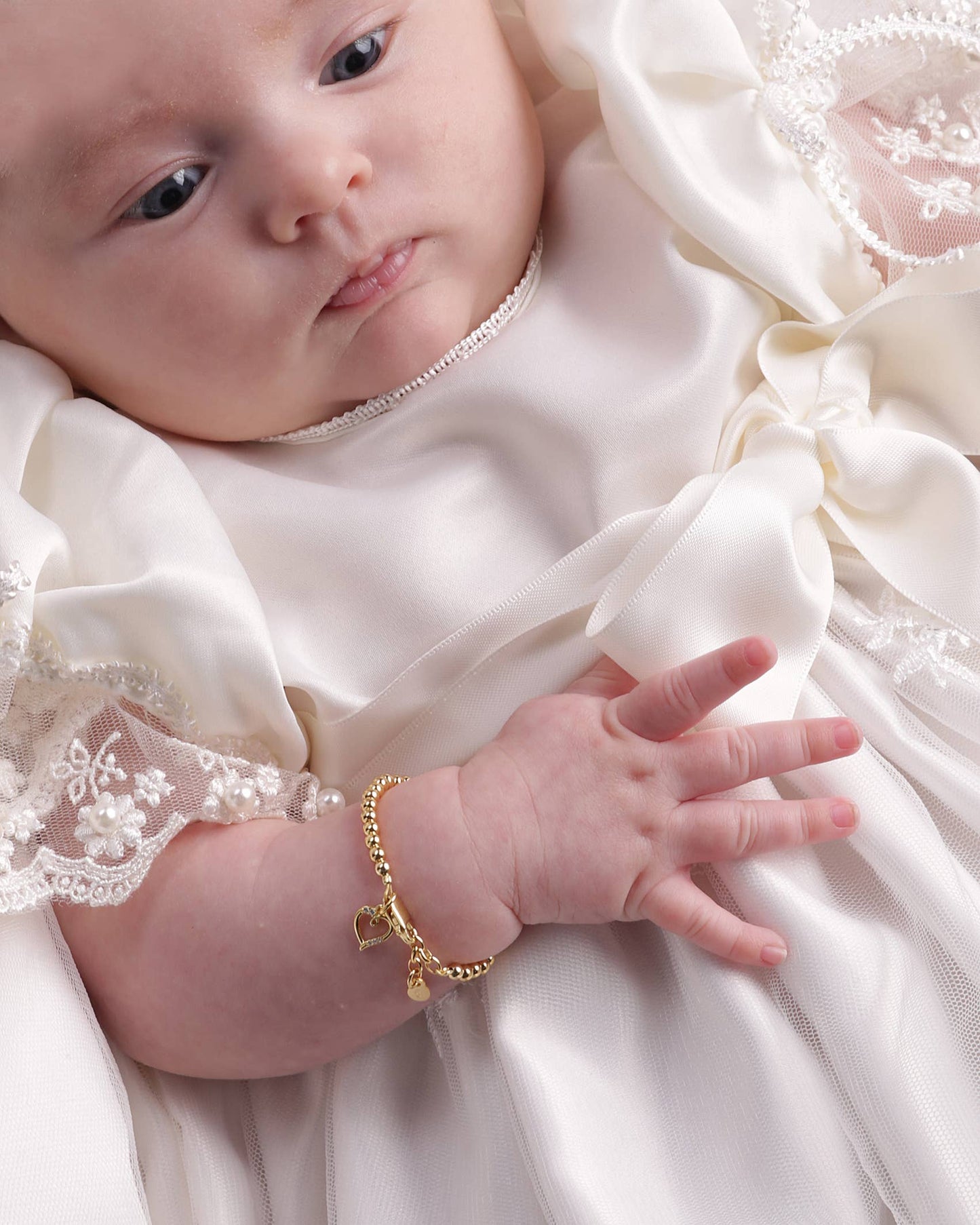 Cherished Moments - Girls 14K Gold-Plated Baby Bracelet w/Heart Kids Jewelry: Medium 1-5 Years