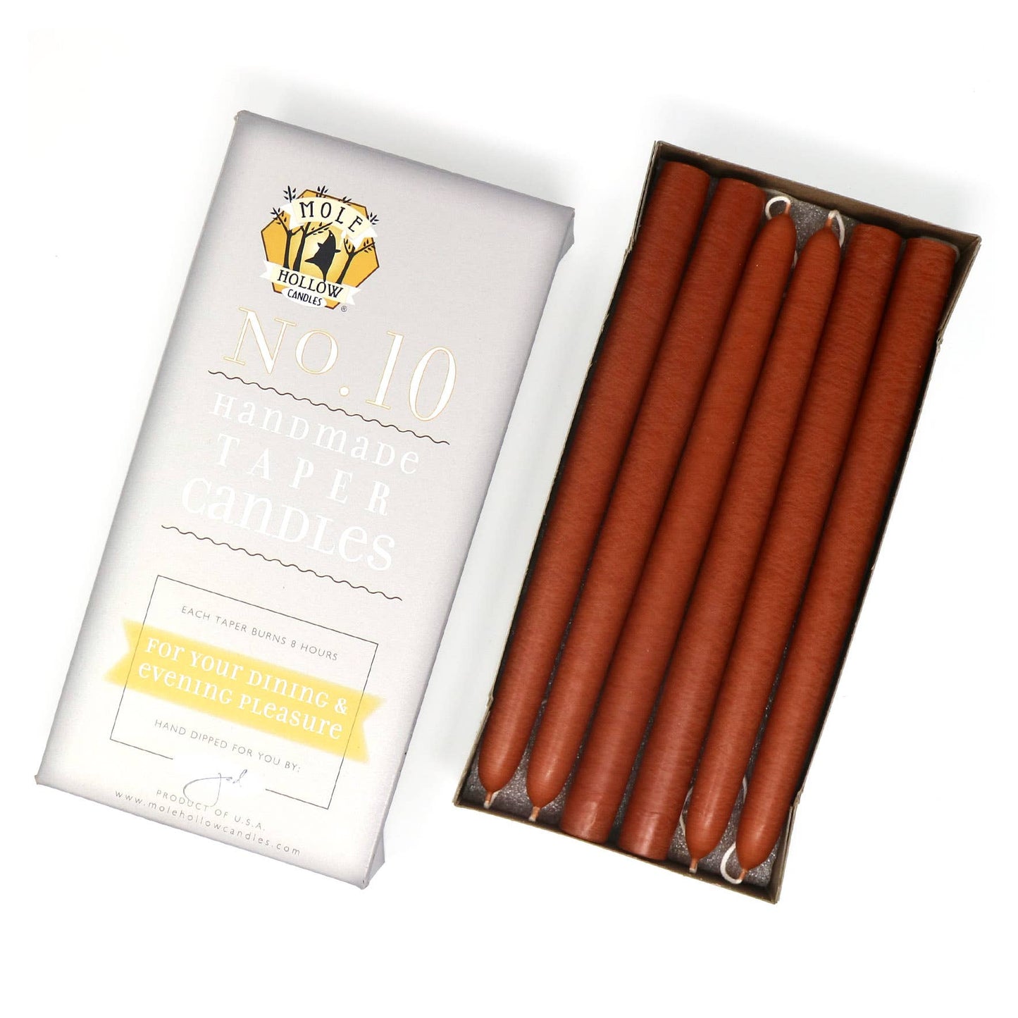 Mole Hollow Candles - 10" Taper Candles - Choose from 39 colors!: Emerald Green