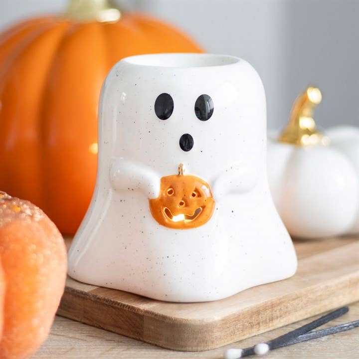 Something Different Wholesale - Ghost Shaped Halloween Oil Burner with Pumpkin