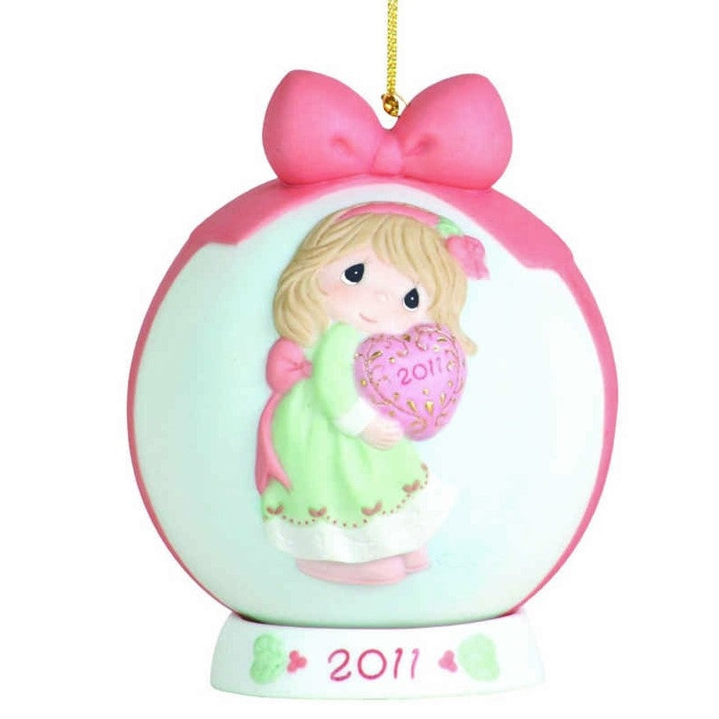 Precious Moments "Love Is The Best Gift of All" Dated 2011 Porcelain Girl Ornament Ball