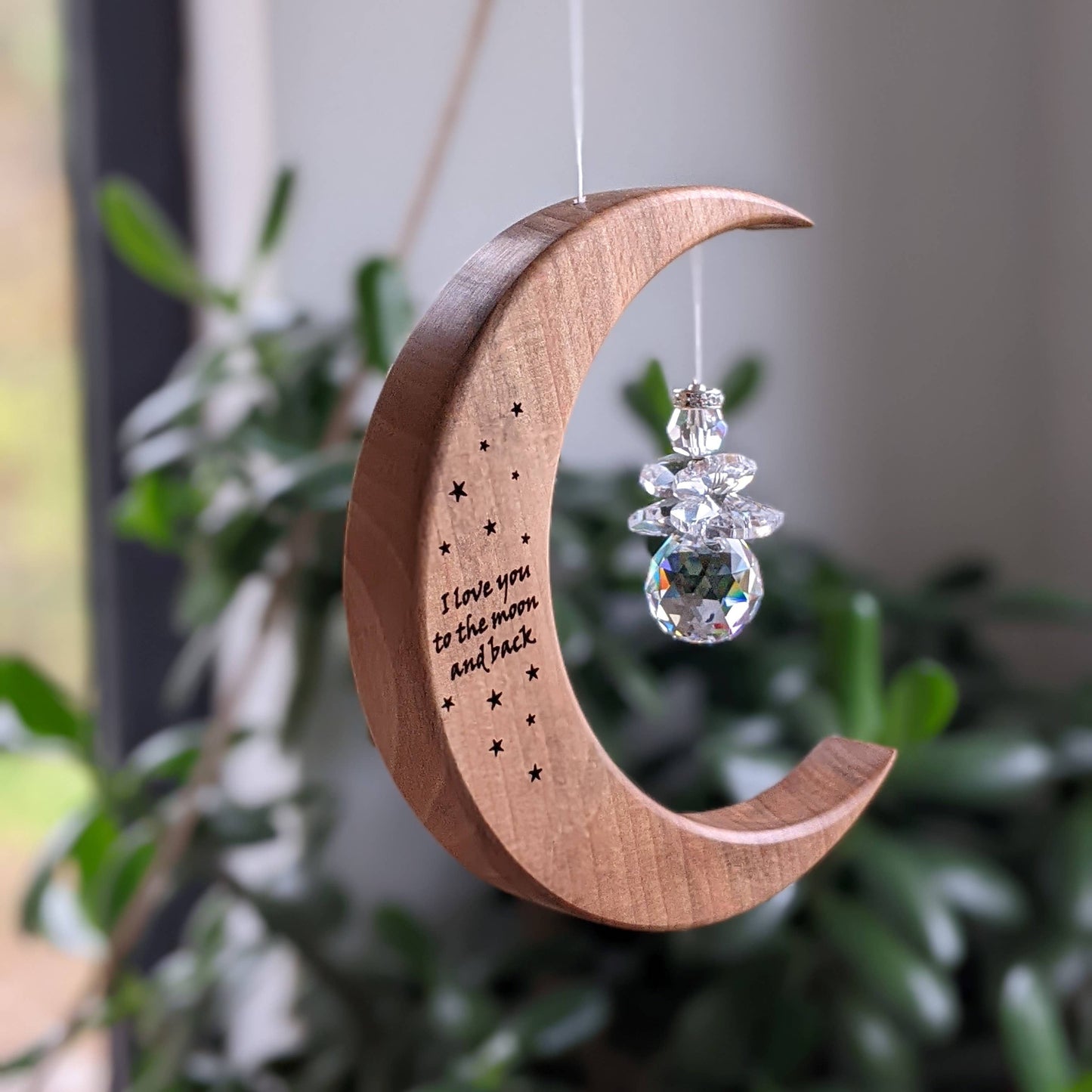 I love you to the Moon and back Suncatcher: Large / Crystal Sun
