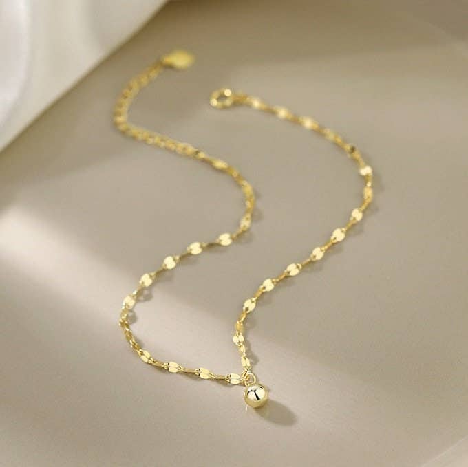 Perimade & Co. LLC - Dainty Ball Ankle Bracelet Anklet in 925 Sterling Silver-Gold