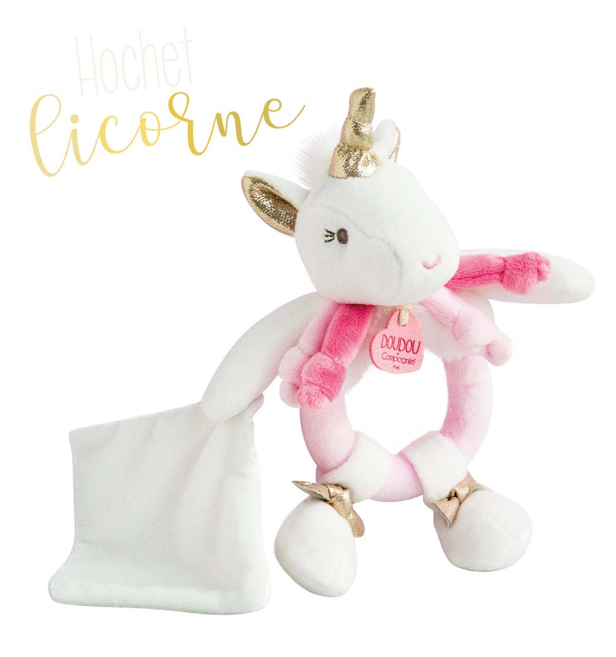 Doudou Et Compagnie - Unicorn Rattle With Small Doudou Blanket