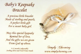 Baby Bracelet Freshwater Pearl With Silver Cross