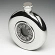 Mulligan Pewter Whiskey Flask with Shamrocks and Glass Center