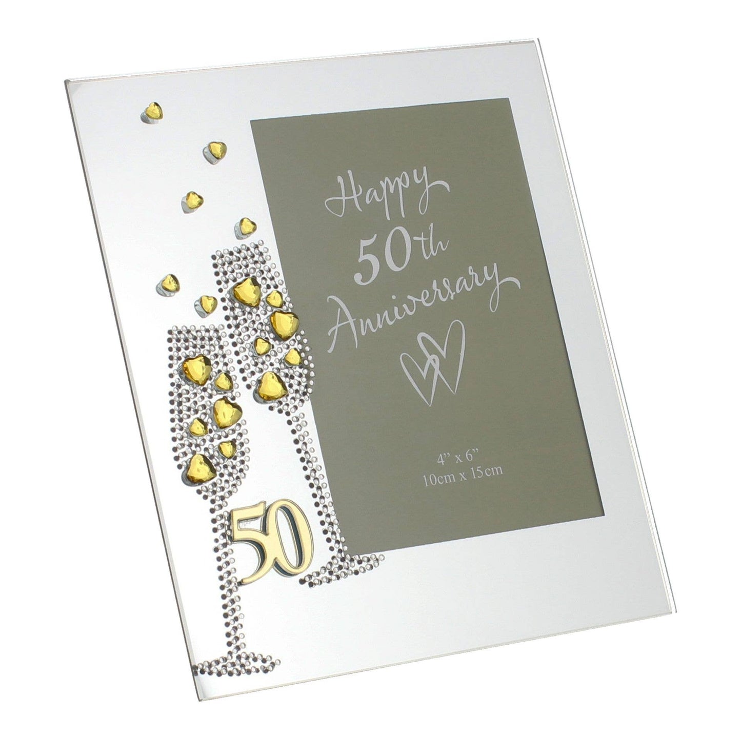 WIDDOP and Co. - Anniversary Mirror Frame 4" x 6" Flute/Crystal 50th