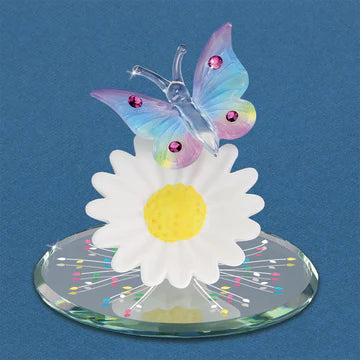 Glass Baron “ Rainbow Butterfly On Daisy”