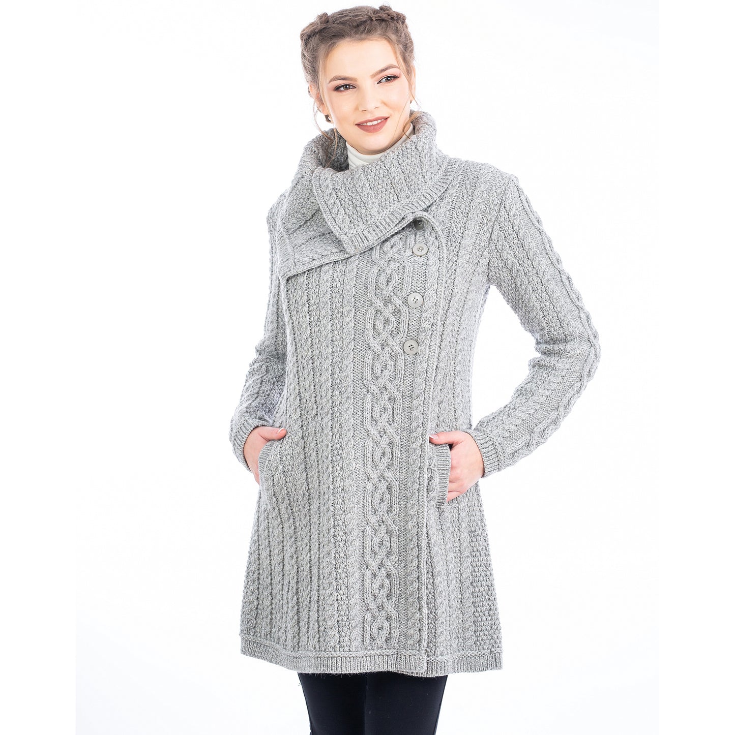 Saol Premium Knitwear Ladies 3 Button Collar Coat Size XX-Large