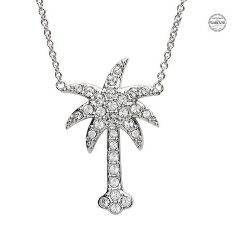 Ocean by ShanOre SS White Swarovski Crystal Palm Tree Necklace