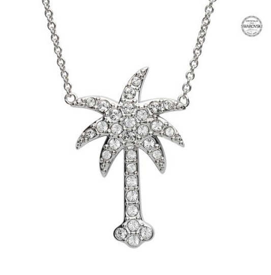 Ocean by ShanOre SS White Swarovski Crystal Palm Tree Necklace