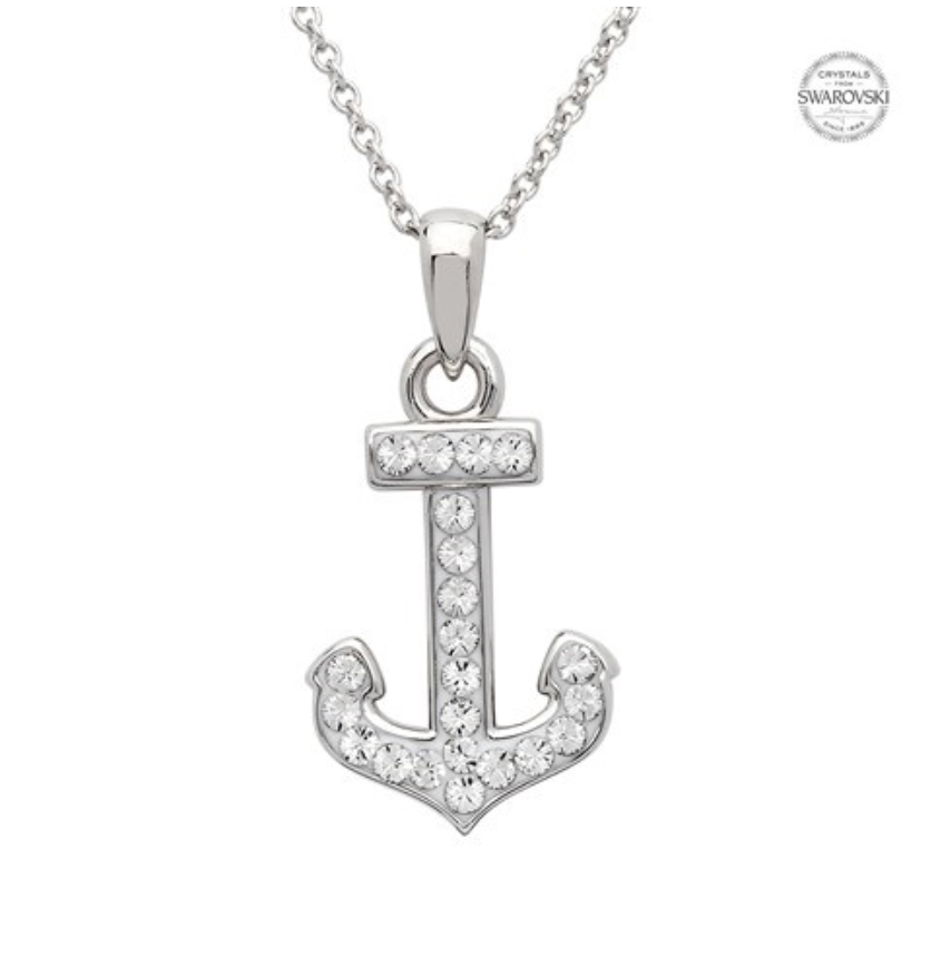 Ocean by ShanOre Sterling Silver Swarovski Crystal Anchor Necklace
