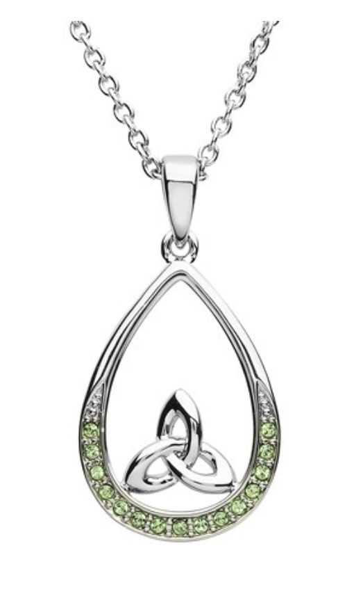 ShanOre Platinum Plated Peridot Trinity Pendant Swarovski