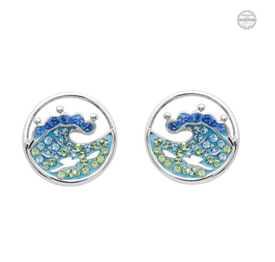 ShanOre SS Swarovski Wave Stud Earrings