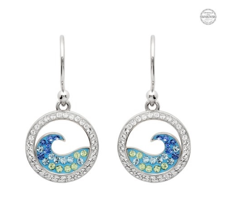 Ocean by ShanOre SS Swarovski Wave Drop Earrings