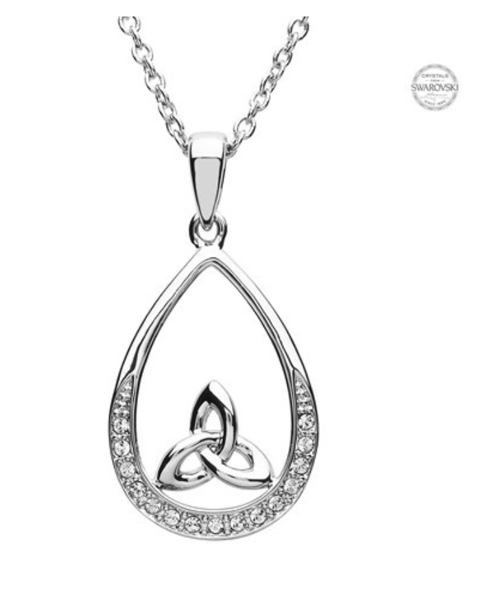 ShanOre Platinum Plated White Trinity Pendant Swarovski