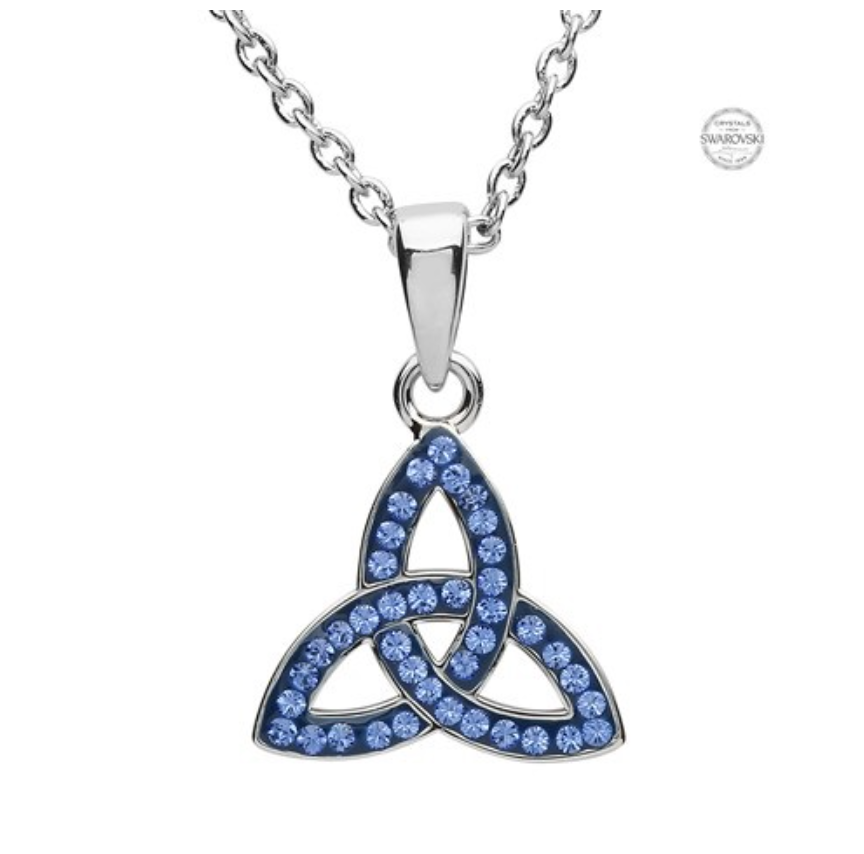 ShanOre Platinum Plate Saphire Trinity Pendant Swarovski