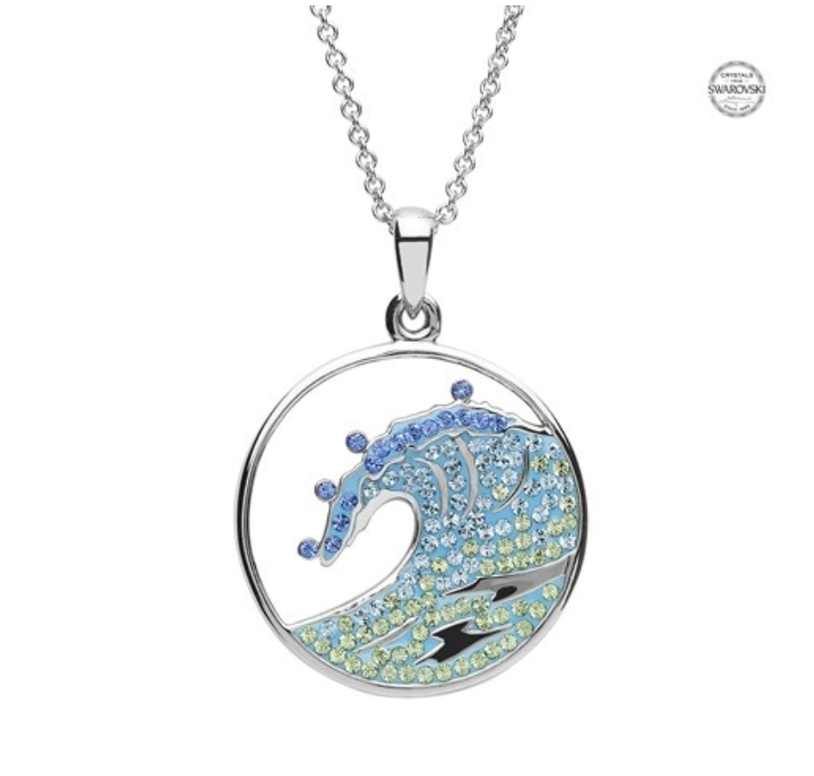 ShanOre SS Blue Wave SW Crystal Necklace