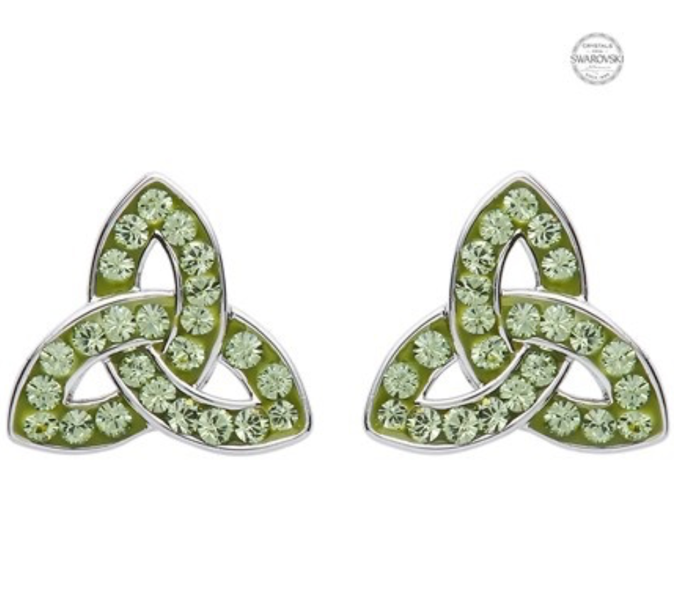 ShanOre Platinum Plate Peridot Trinity Earrings Swarovski