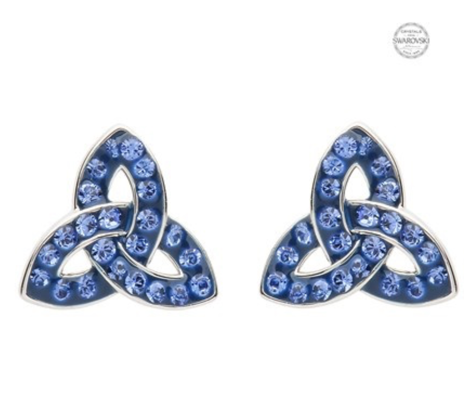 ShanOre Platinum Plate Saphire Trinity Earrings Swarovski